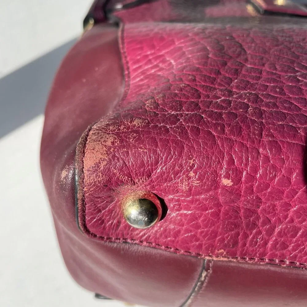 Burberry‎ Heritage Clarborough Tote Grain Smooth Calfskin Damson Magenta Bag